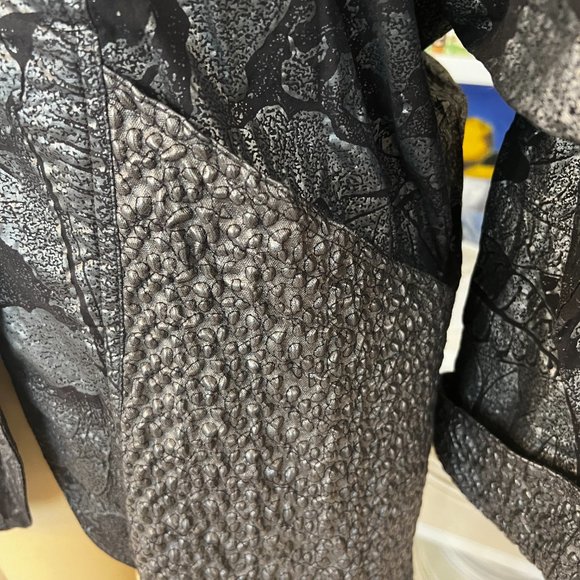 casadei collection multi textured fabric snap front closure Black Jacket - Picture 8 of 9